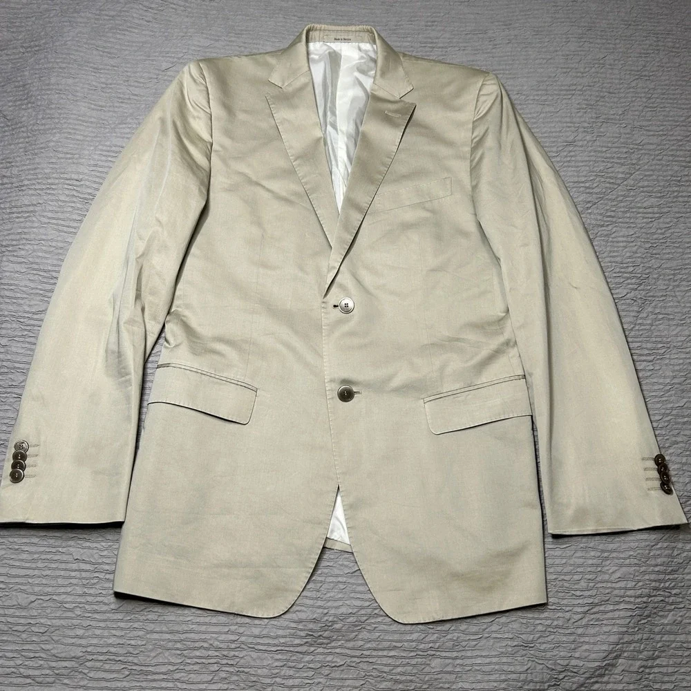 Zegna Mens 38R Beige Cotton Silk 2-Button Blazer Jacket 280CG4 Double Vent